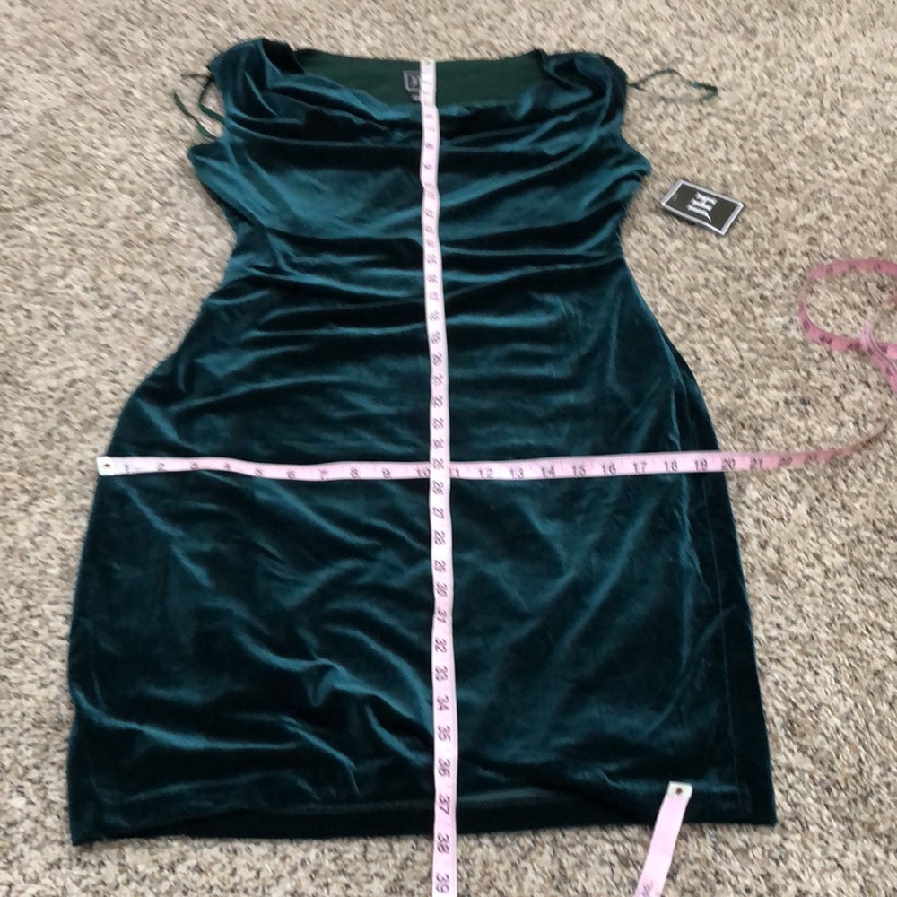 SOLD NWT JH Cocktail Dress Size 12 Dark Hunter Green Velvet Cowl Neck - Picture 11 of 11